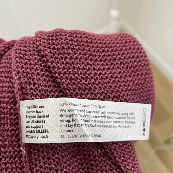 Eileen Fisher Linen Blend Open Knit Lightweight Sweater Tunic Pink size Large - Picture 7 of 7